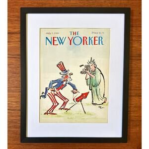Framed 1989 New Yorker Magazine Cover July 3 Lee Lorenz Art Uncle Sam Liberty